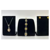 .925 Sterling Silver yellow stone bracelet 17.08g