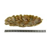 MCM Drip Glazed Ceramic Leaf-Shaped Dish, USA Mark