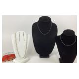 .925 Sterling Silver Chains, Pearl like Necklace,