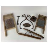 Washboard, Asbestos Sad Iron, iceblock hooks