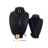 .925 Sterling Silver Jewelry: Ring, necklace with
