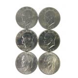Dwight Eisenhower dollar coins (2) 1971, (2) 1972