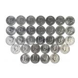 (31) JFK Kennedy Half Dollar Coins: 1971, 1980