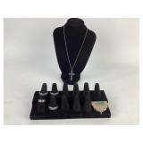 TEXOCMEXICO Sterling Pill box, turqouise rings S 5