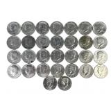 (30) JFK Kennedy Half Dollar Coins: 1971, 1984