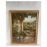 Garden Scene Oil Painting by B. Brown