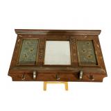 Wall mirror with coat hooks, pear and flowers