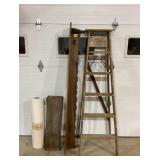 Wood ladder, shelf, wood, butcher paper