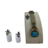 Sterling 12K GF Watch Band, Arrowhead Pendant, Rin