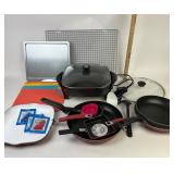 Bella and T-fal Frying Pans, Cutting Mats, Cooling