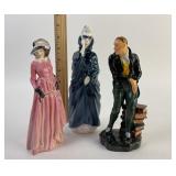 3 Royal Doulton: Lady In Pink, Man With Books