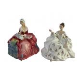 2 Royal Doulton: Crocheting, holding flower