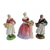 3 Royal Doulton: Women with geese and flowers