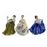 3 Royal Doulton: Women in Gowns Holding Fans