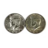 (2) 1966 JFK Kennedy Half dollar coins