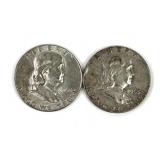 (1) 1962 and (1) 1963 Franklin Half dollar coins