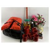 Outdoor Cover, Red Mugs, Life Vest, Wick Fuel