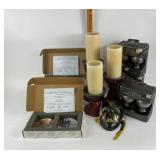 Miniature Plates, Brass Mask, Finials, Candle Hold