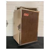 Coleman upright cooler faux wood grain