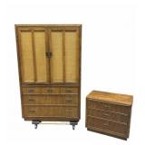 Ratan armoire, bedside table