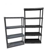 2 plastic shelving units