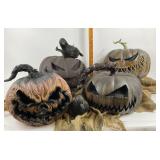 Halloween Decorative Pumpkin Sculptures, Crows