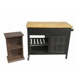 Butcher block Rolling cart, side table