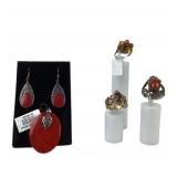 18K GE Ring, .925 Sterling Silver Red Stone Rings,