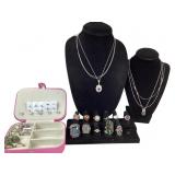 Costume Jewelry Rings, Earrings, and Necklaces