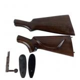 (2) Wood rifle stocks, Winchester Arms stock butt