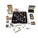 14k GF Cameo Screwback Earrings, Masonic Pins