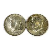 (2) 1965 JFK Kennedy Half dollar coins