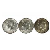JFK Kennedy Half dollar coins, (1) 1967, (1) 1968