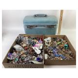Costume Jewelry With Blue Travel Case