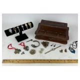 Wristwatches, Jewelry, Wooden Jewelry Box