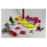 Plastic Dollhouse Furniture, Figures, Toy Hammer