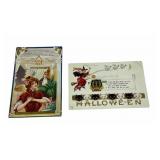 Chromolithic Halloween Themed Postcards, Embossed
