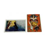 Chromolithic Halloween Postcards Black Cat, Owl; E