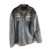 Affliction Leather Jacket with Skull Embroidery