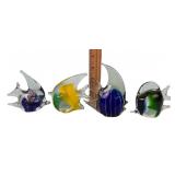 4 Art Glass Fish Paperweights