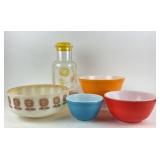 Pyrex, Federal Mixing Bowls, Glass Carafe