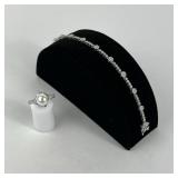 .925 Sterling Silver flower bracelet 8.82g TW 7.5