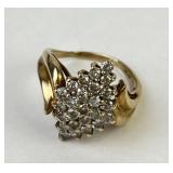 10K JCR Stamped ring with clear stones, 4.33g TW