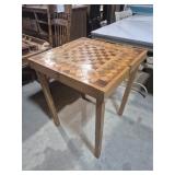 Wood Accent Table With Inlaid Checkers/Chess