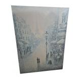 Canvas Oil Painting With Eiffel Tower In