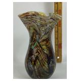Hand-Blown Dottie Boscamp Art Glass Vase With Mult