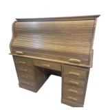 Wood Roll Top Desk (54 in. X 29 in. X 53 in. H)