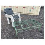 4 chairs, metal outdoor table frame