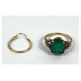 14k Gold ring 2.65g TW Size 5, 14k gold earring