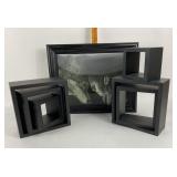 Framed 3D Wolf Artwork With Black Wall Shelves